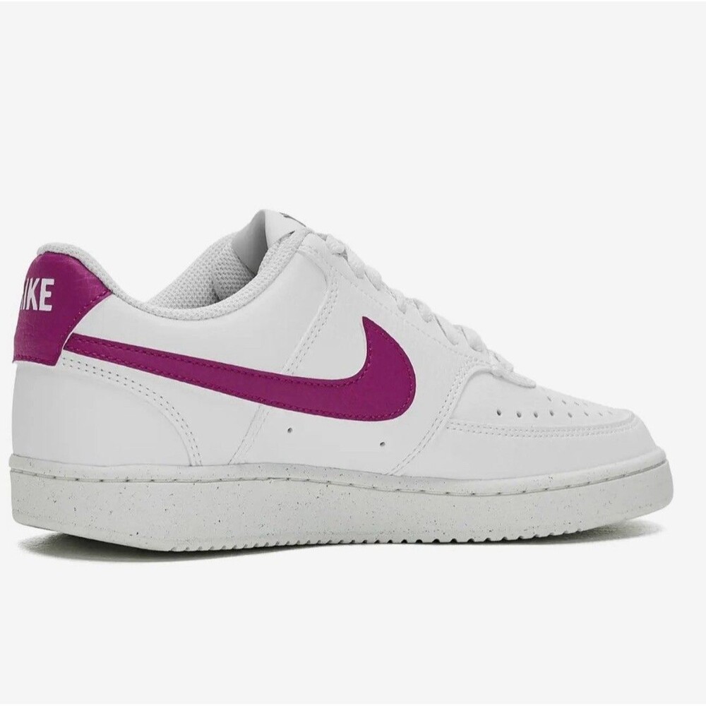 NEW Women Nike Court Vision Low Next Nature Shoes US 9.5 White W/Magenta Swoosh - Picture 3 of 16